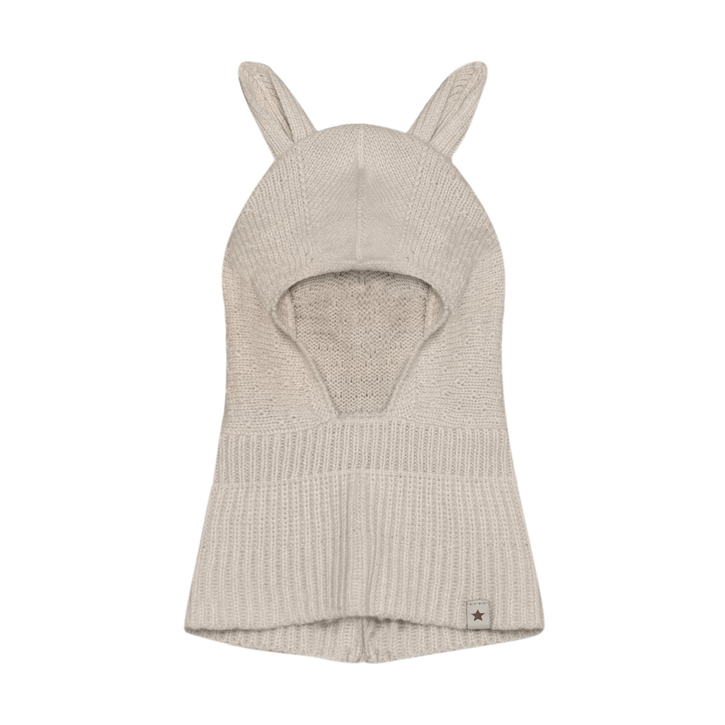 (460529) Balaclava Ears Wool Knit - Sand Melange