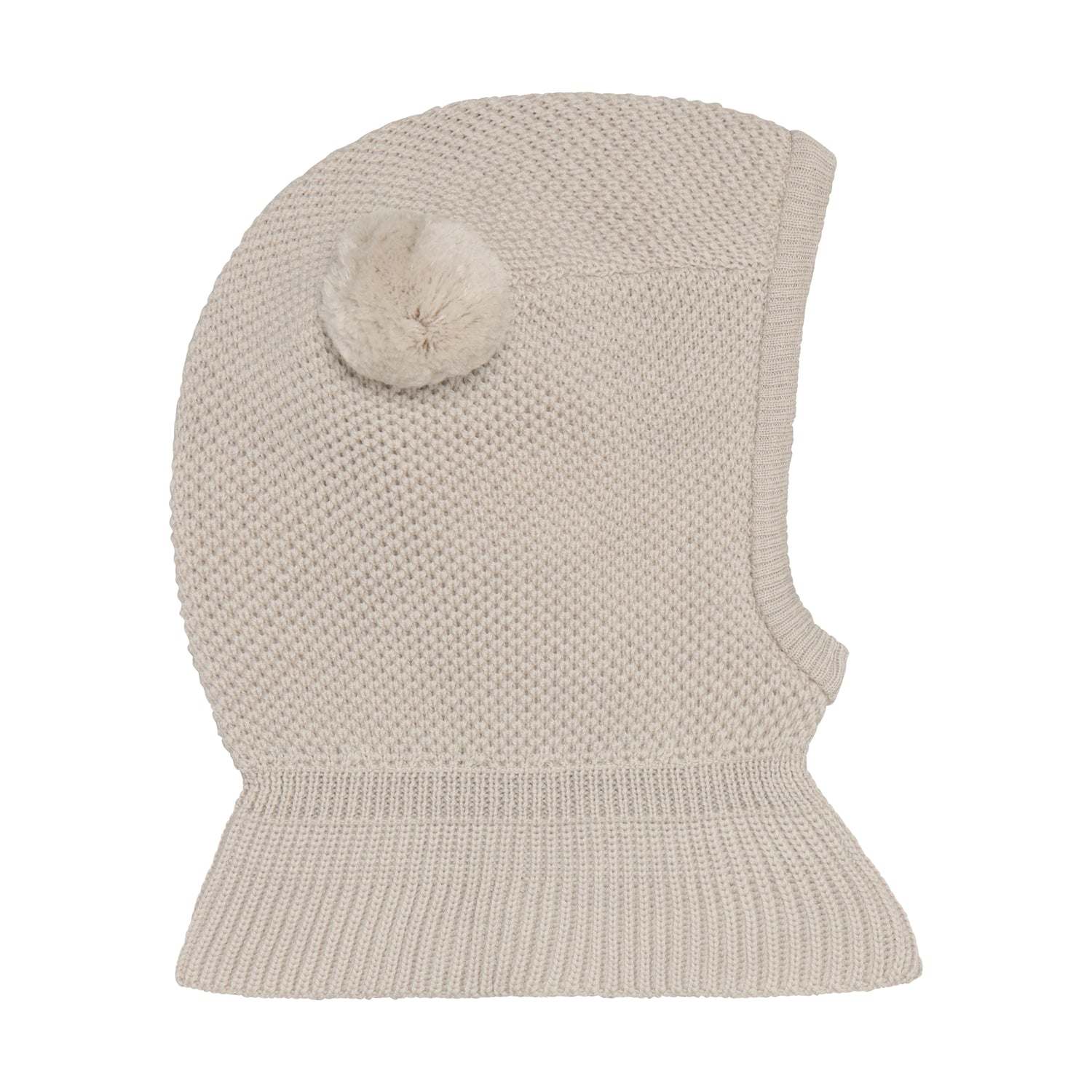 (460531) Balaclava Windstop Pompoms - Sand Melange