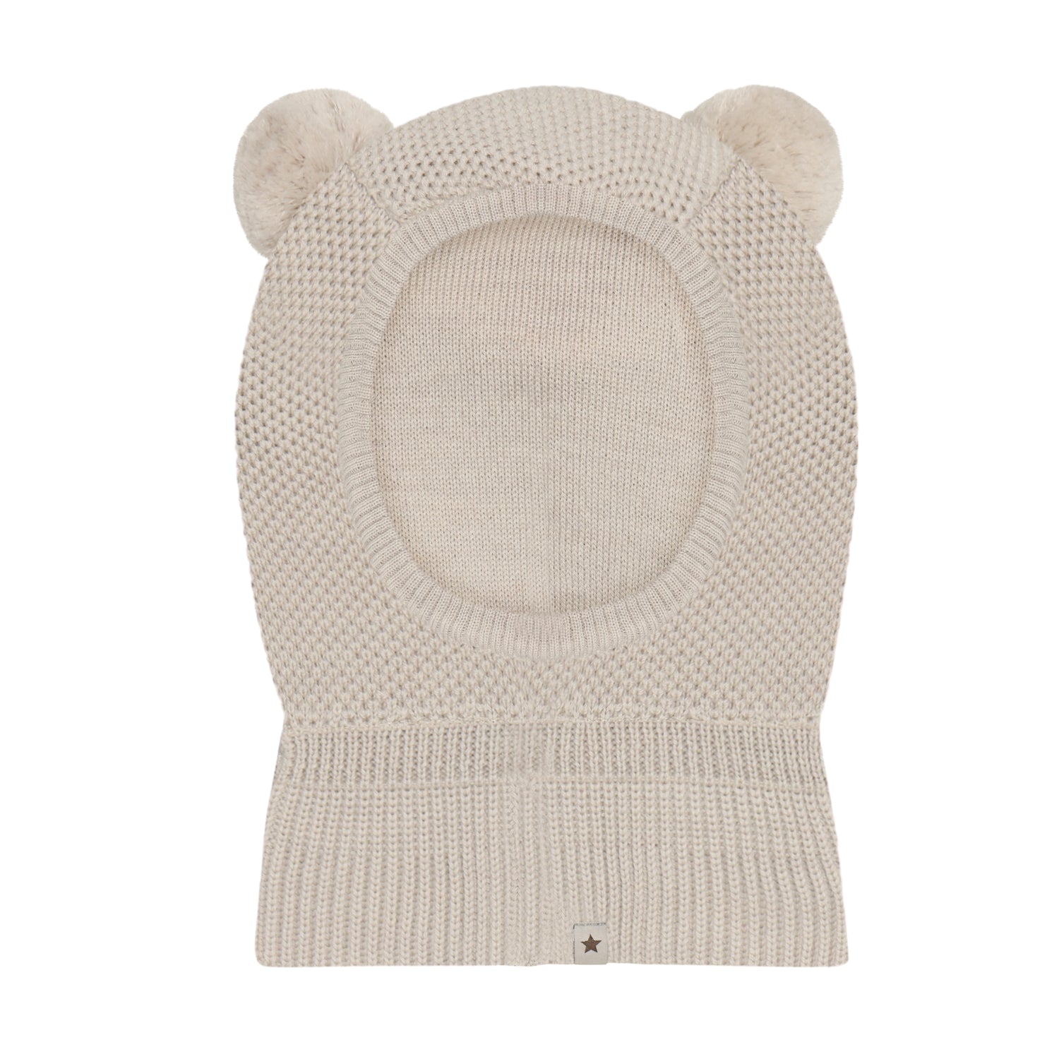 (460531) Balaclava Windstop Pompoms - Sand Melange