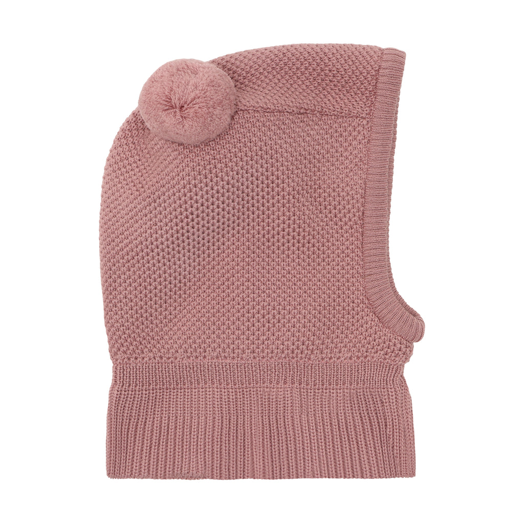 (460531) Balaclava Windstop Pompoms - Woodrose