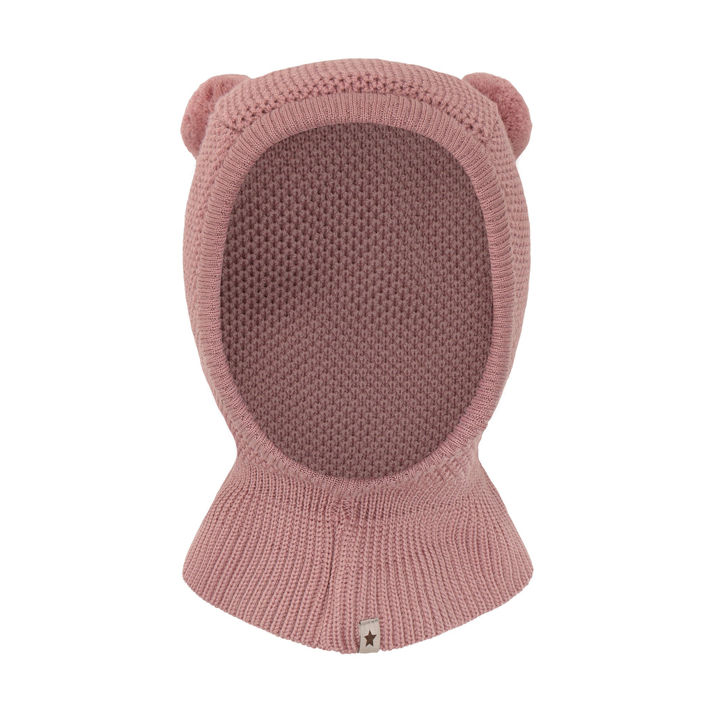 (460531) Balaclava Windstop Pompoms - Woodrose