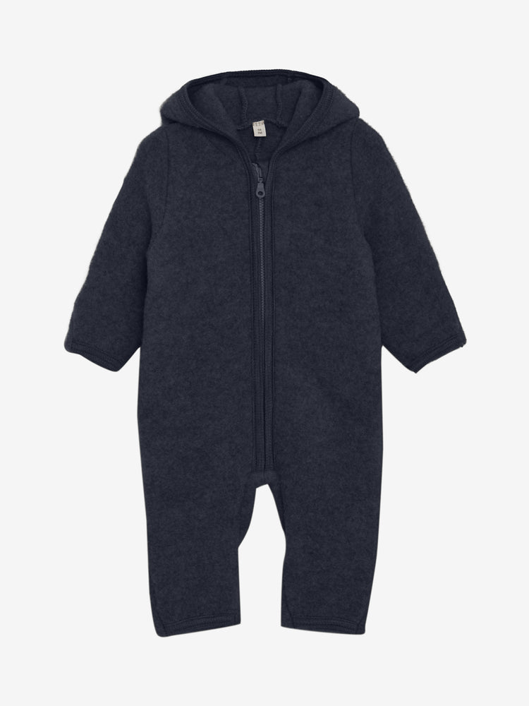 Huttelihut - Pram Suit Ears Wool Fleece - Navy Melange