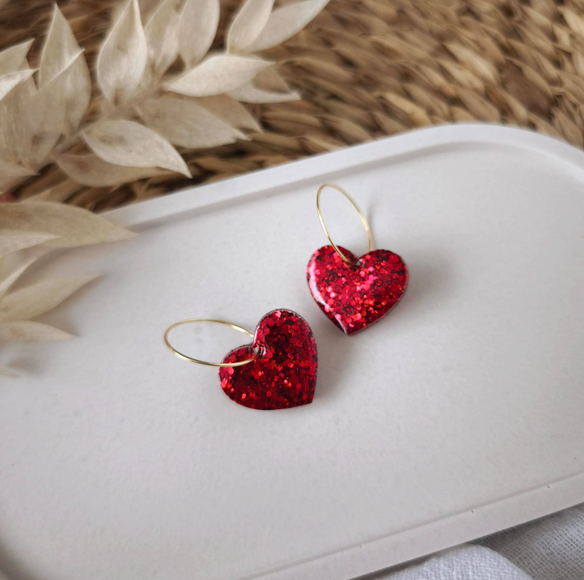 Cherry red heart hoop earrings - MintMouse (Unicorner Concept Store)