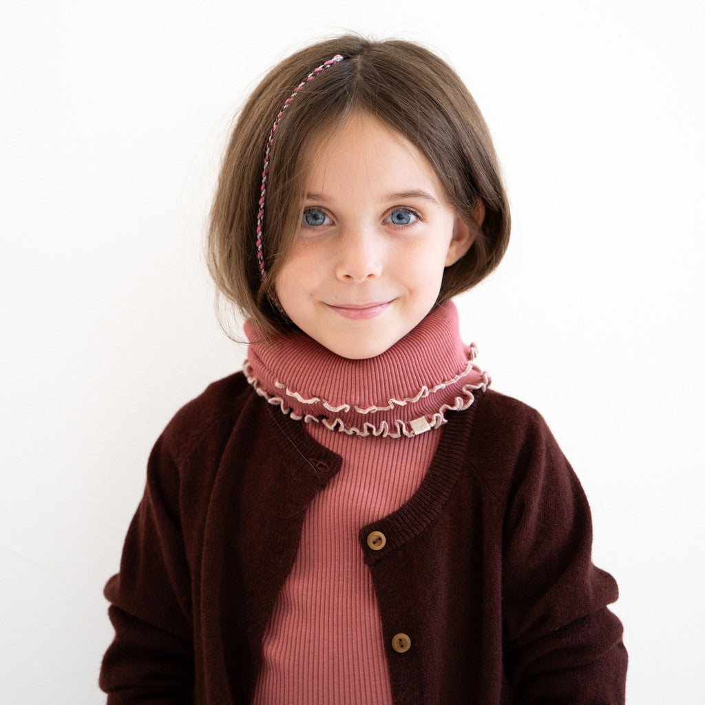 (491) Birkin - Tube Scarf wool Antique red with Sweet Rose contrast - MintMouse (Unicorner Concept Store)