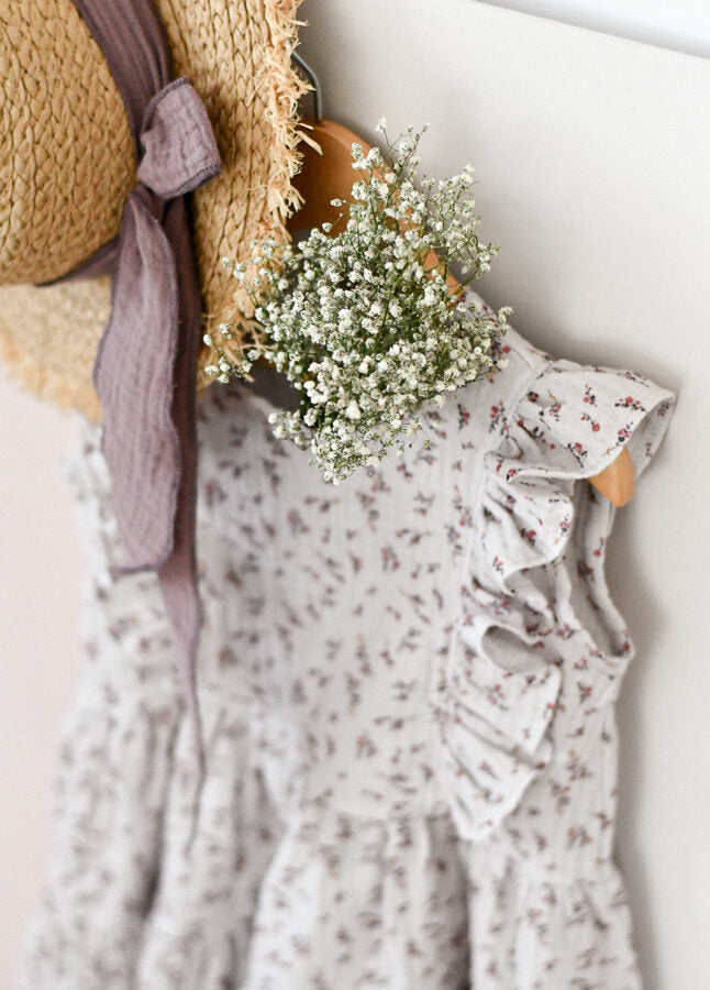 Patterned muslin dress - Delicate wild flowers