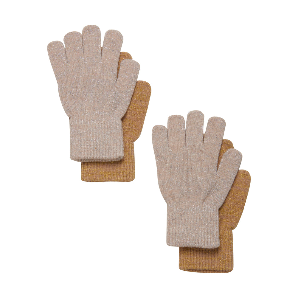 (5863) Magic Glitter Gloves 2 pack - Beige Gold