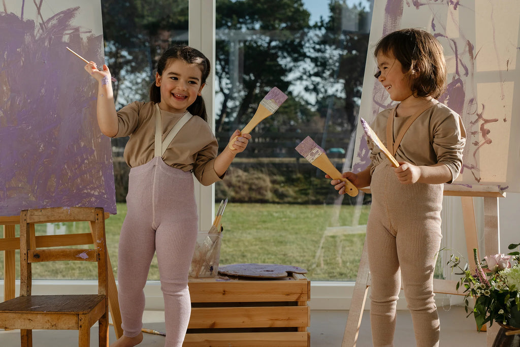 Retro Ribbed Footless tights Creamy Lavender