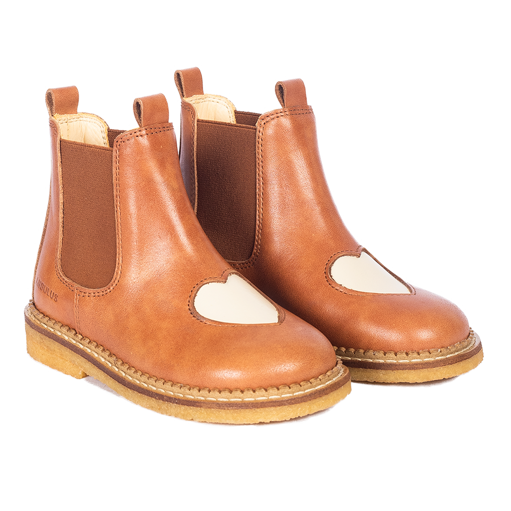 Chelsea boots with heart - Tan/Buttermilk/Cognac - MintMouse (Unicorner Concept Store)