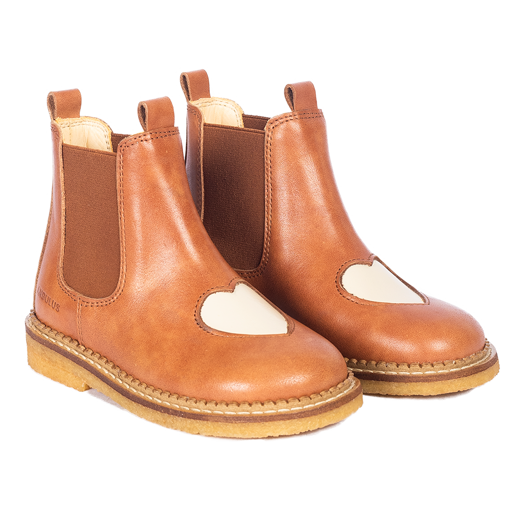 Chelsea boots with heart - Tan/Buttermilk/Cognac - MintMouse (Unicorner Concept Store)