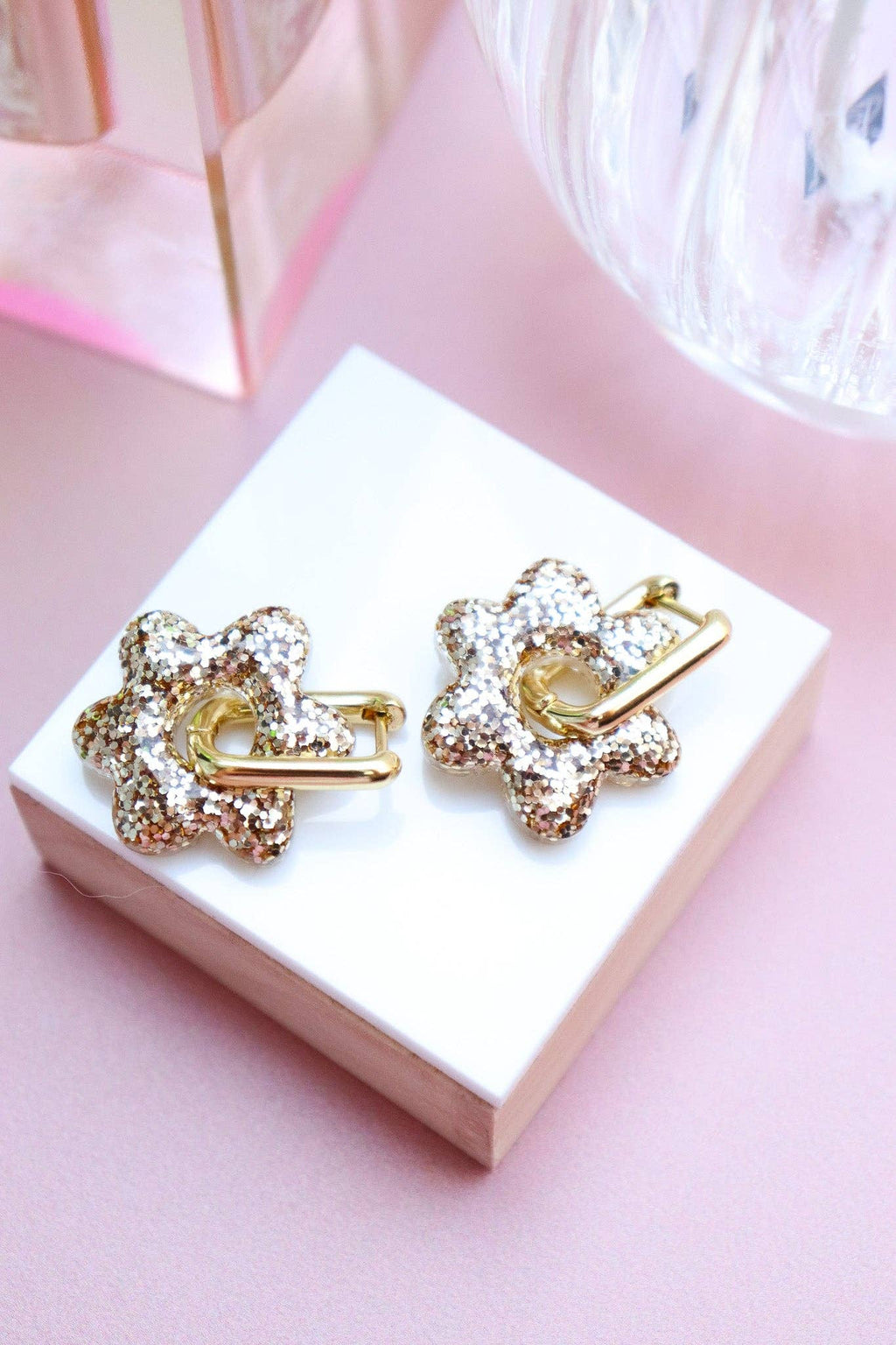 Jojo gold earrings: Flowers + Gold Oval Hoops - MintMouse (Unicorner Concept Store)