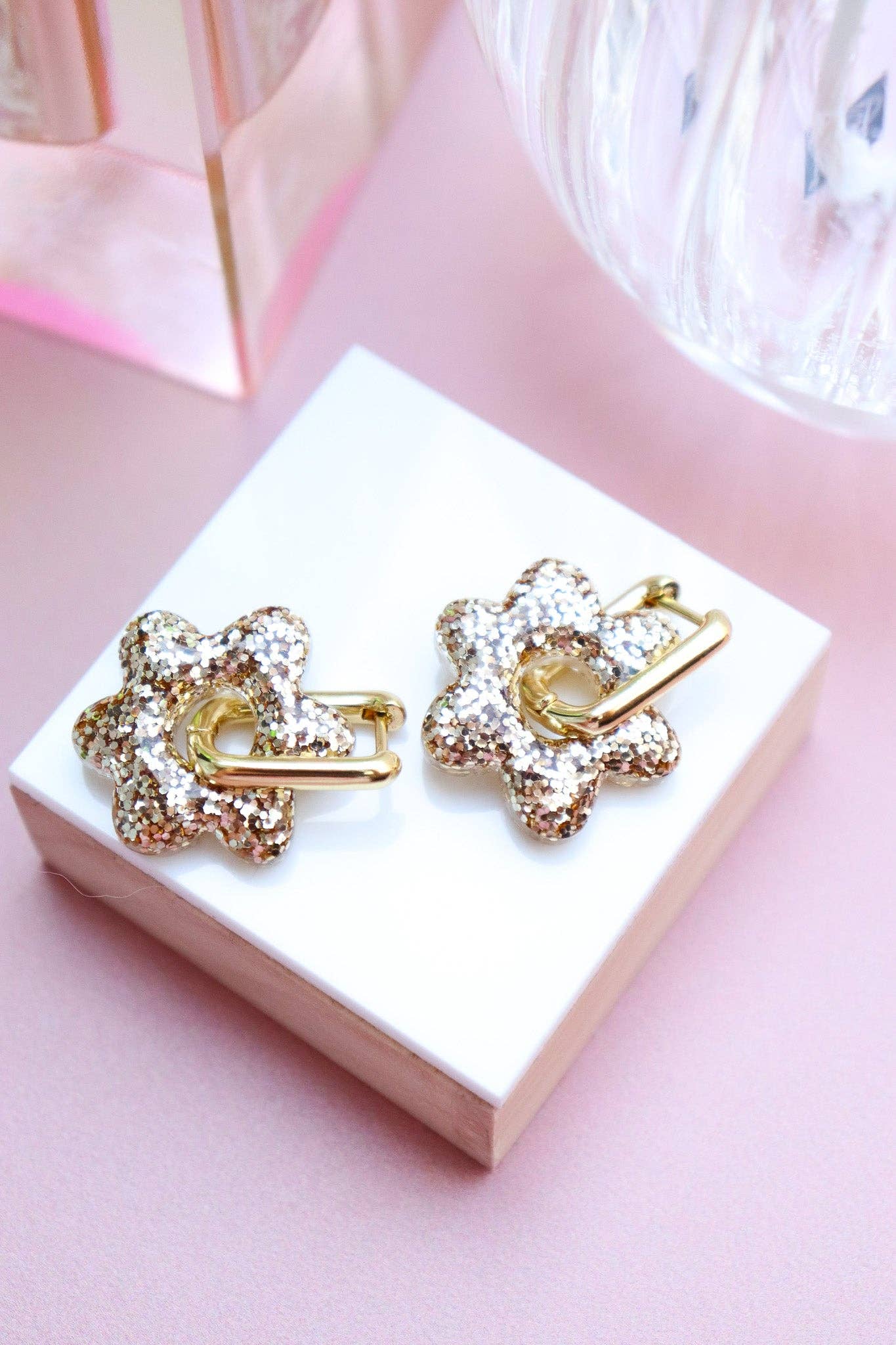 Jojo gold earrings: Flowers + Gold Oval Hoops - MintMouse (Unicorner Concept Store)