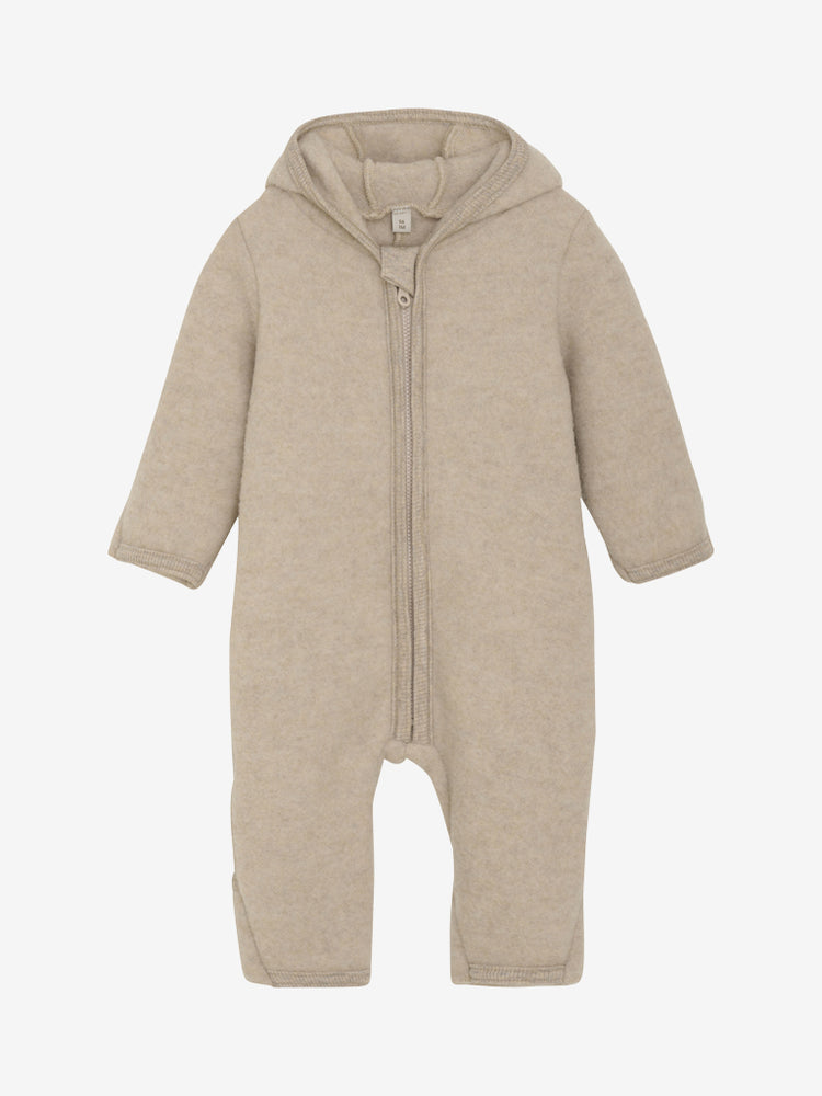 Huttelihut - Pram Suit Ears Wool Fleece - Camel melange