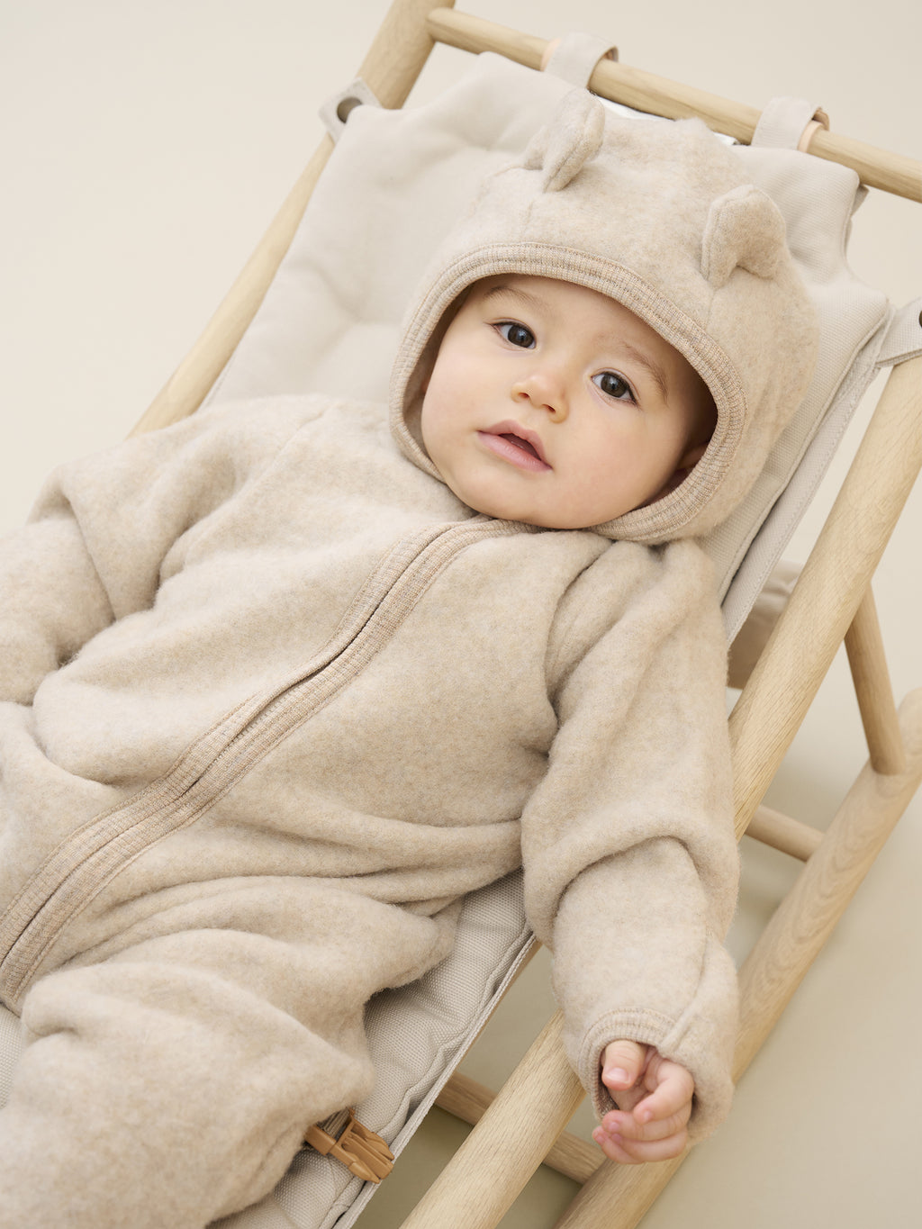 Huttelihut - Pram Suit Ears Wool Fleece - Camel melange - MintMouse (Unicorner Concept Store)