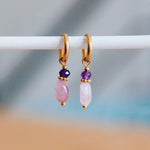 Stainless steel earrings with gemstones - purple
