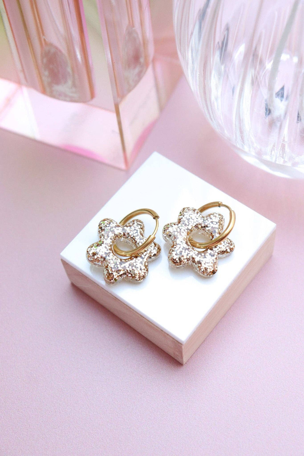 Jojo gold earrings: Flowers + Gold Oval Hoops - MintMouse (Unicorner Concept Store)