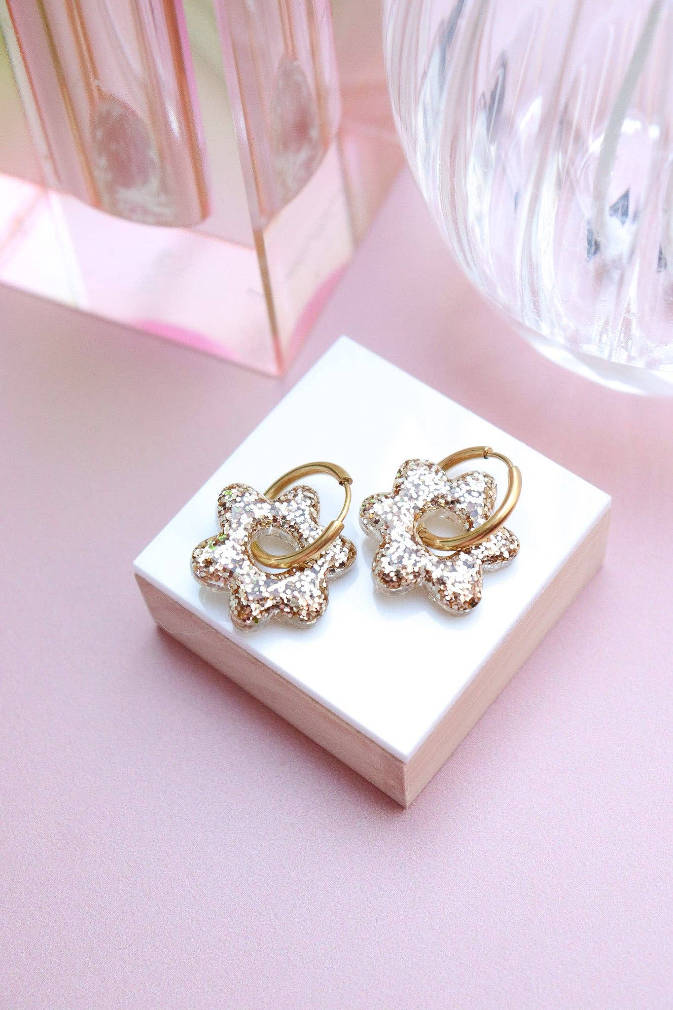 Jojo gold earrings: Flowers + Gold Oval Hoops - MintMouse (Unicorner Concept Store)