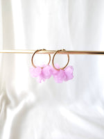 PEONY hoop earrings - Pale purple: 30 mm hoop earrings + petals