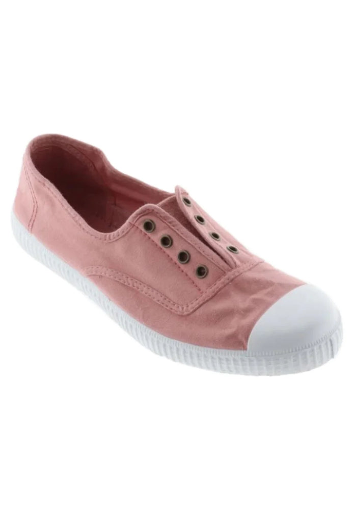 (106623) Women's canvas trainers with elastic - Nude