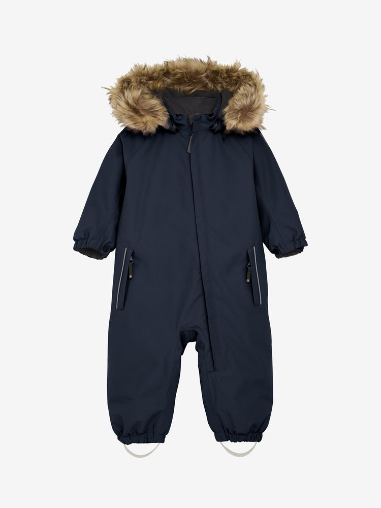 (742130) Baby Coverall W. Fake Fur All seams taped - Total eclipse