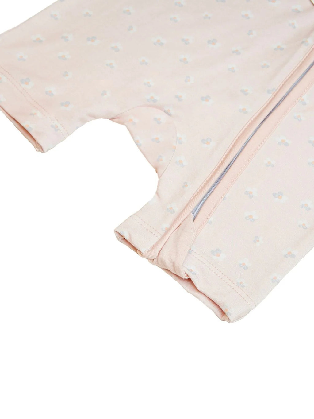 Short Coral Flowers Bamboo Zippy Romper - MintMouse (Unicorner Concept Store)