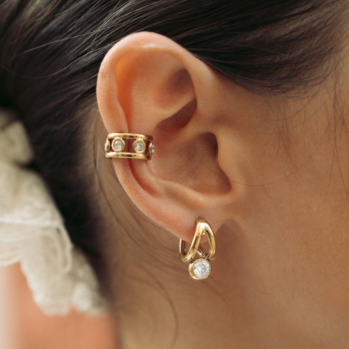 Mini Creole Leonora: Gold-tone stainless steel / The pair