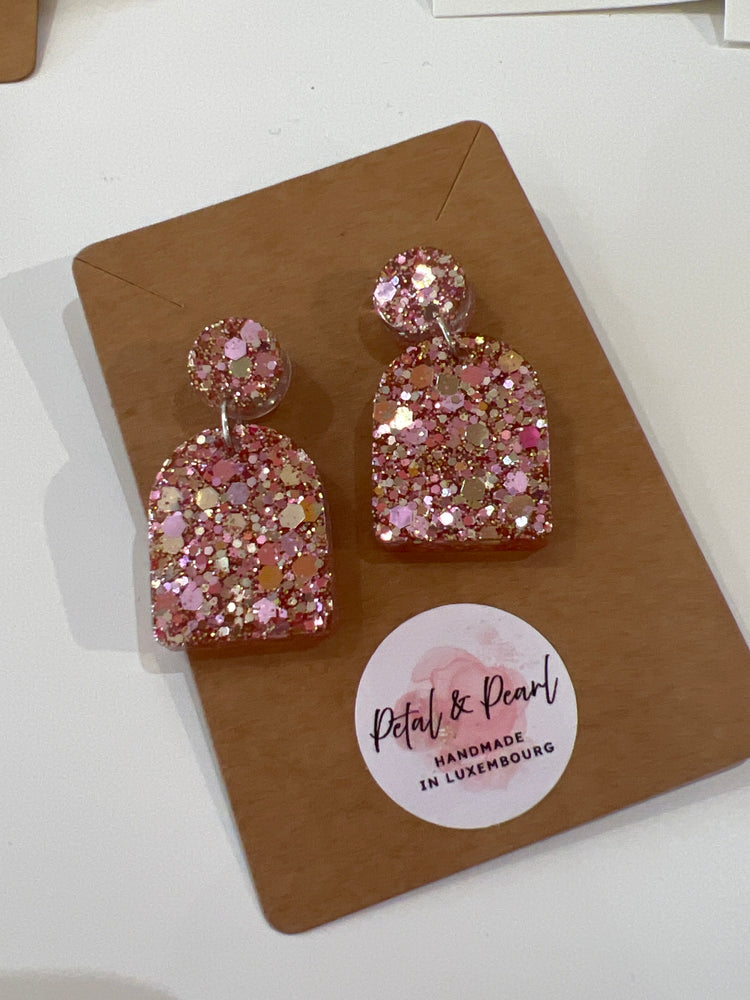 Pink Glitter Earrings Arch