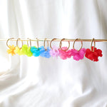 PEONY hoop earrings - Red: 30 mm hoop earrings + petals
