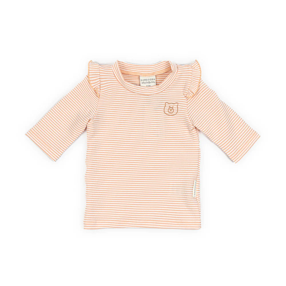 UV50+ 3/4-Sleeve Beach T-Shirt - Girls - PINK STRIPES BEAR 435 - MintMouse (Unicorner Concept Store)