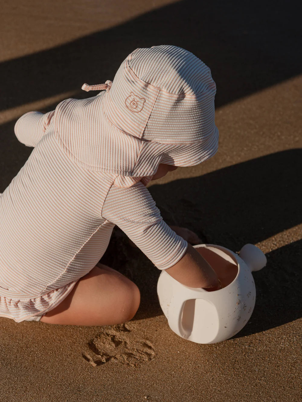 UV50+ 3/4-Sleeve Beach T-Shirt - Girls - PINK STRIPES BEAR 435 - MintMouse (Unicorner Concept Store)