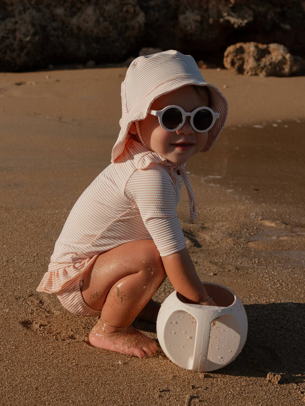 UV50+ beach cap - PINK STRIPES BEAR - MintMouse (Unicorner Concept Store)