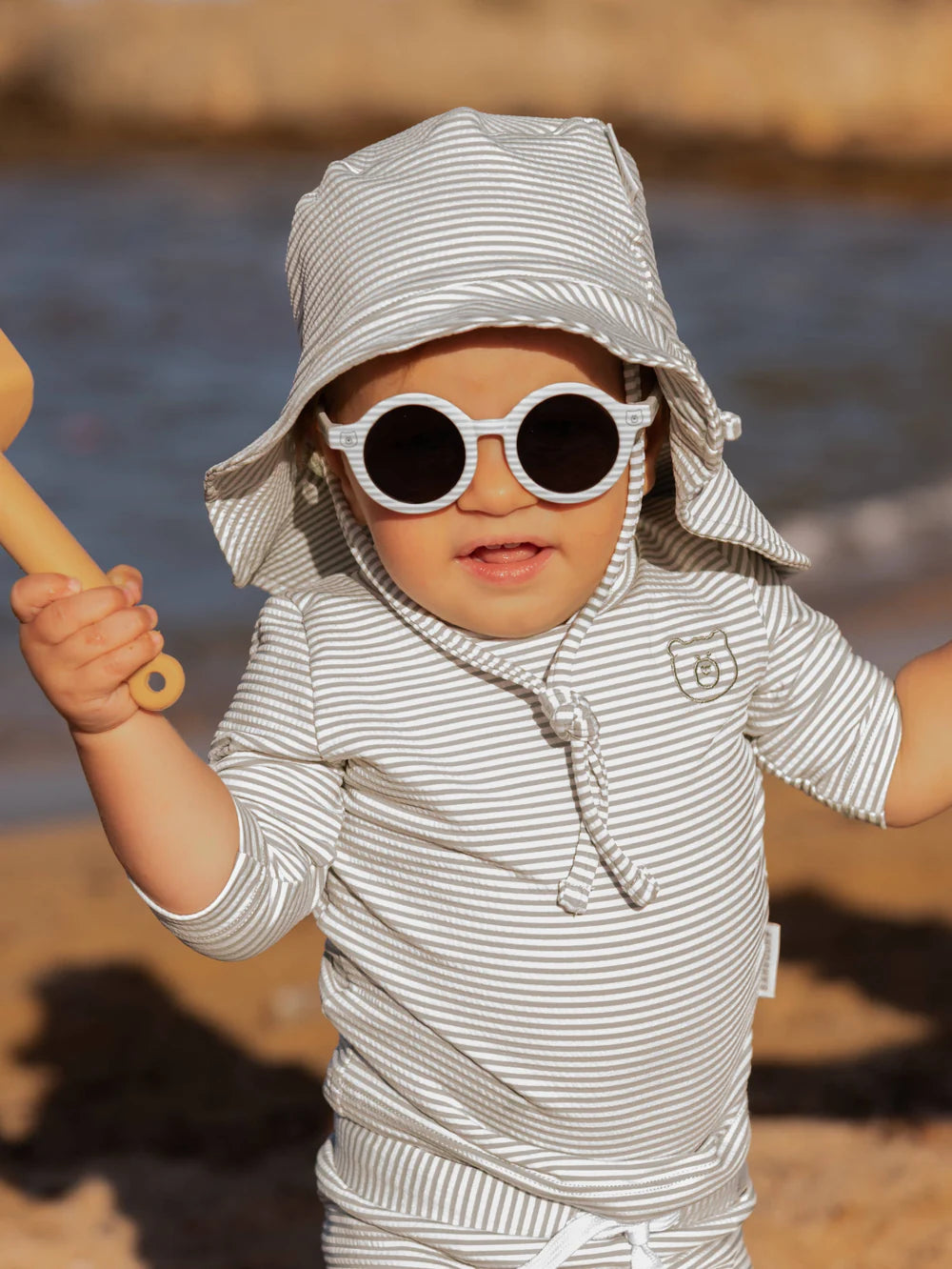 UV50+ Beach Cap - Blue Stripes Bear - MintMouse (Unicorner Concept Store)