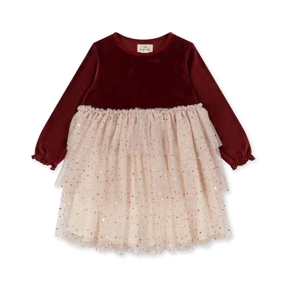 (KS4670)Belis Velvet Dress - Red Dahlia