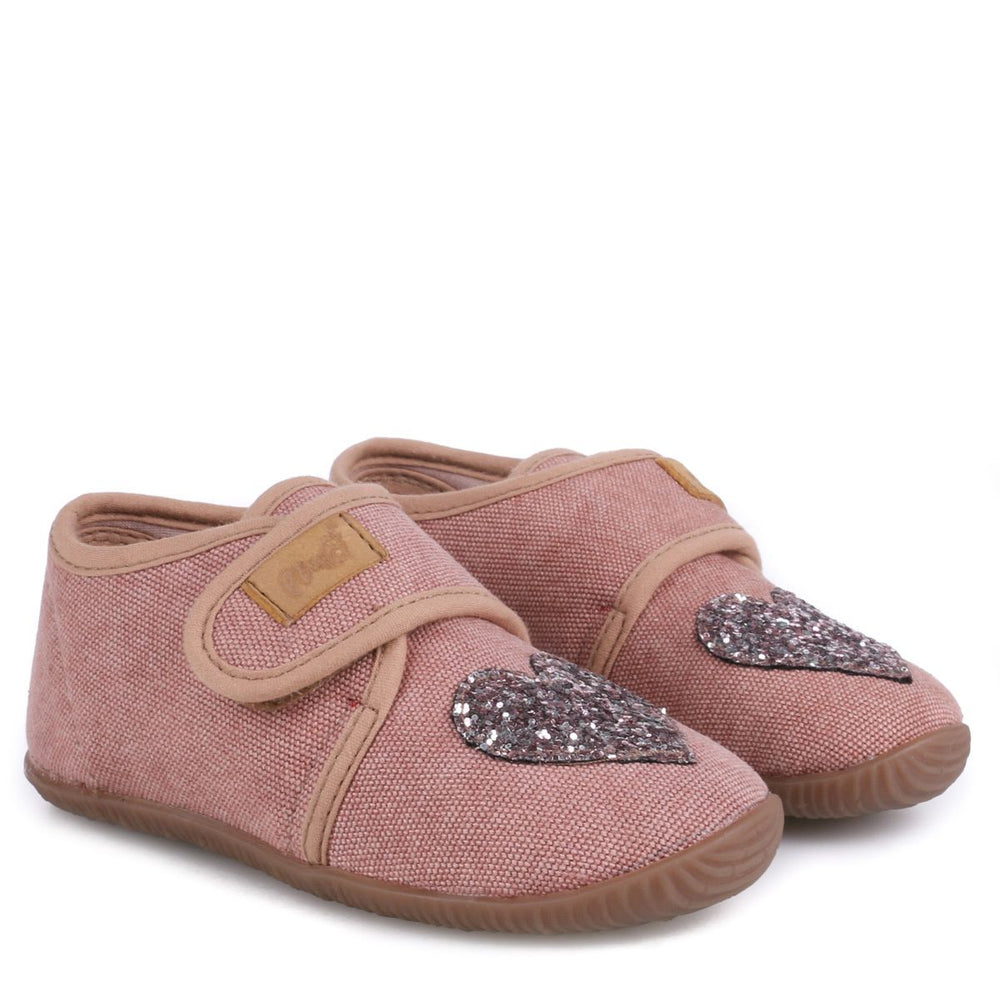 Emel slippers - Pink Sparkly heart EK5000A-23