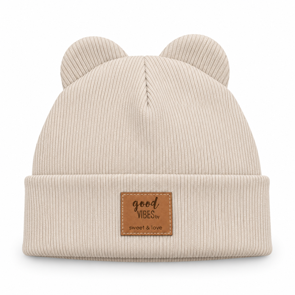 Winter Bear folded beanie Cream melange