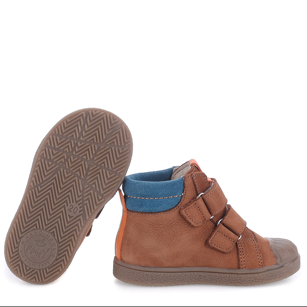 (2758A-4) Emel first velcro shoes - Brown