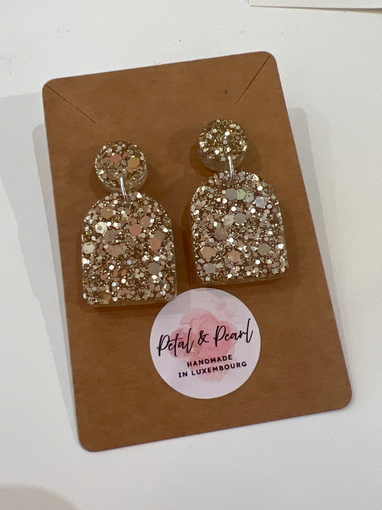 Gold Glitter Earrings Arch