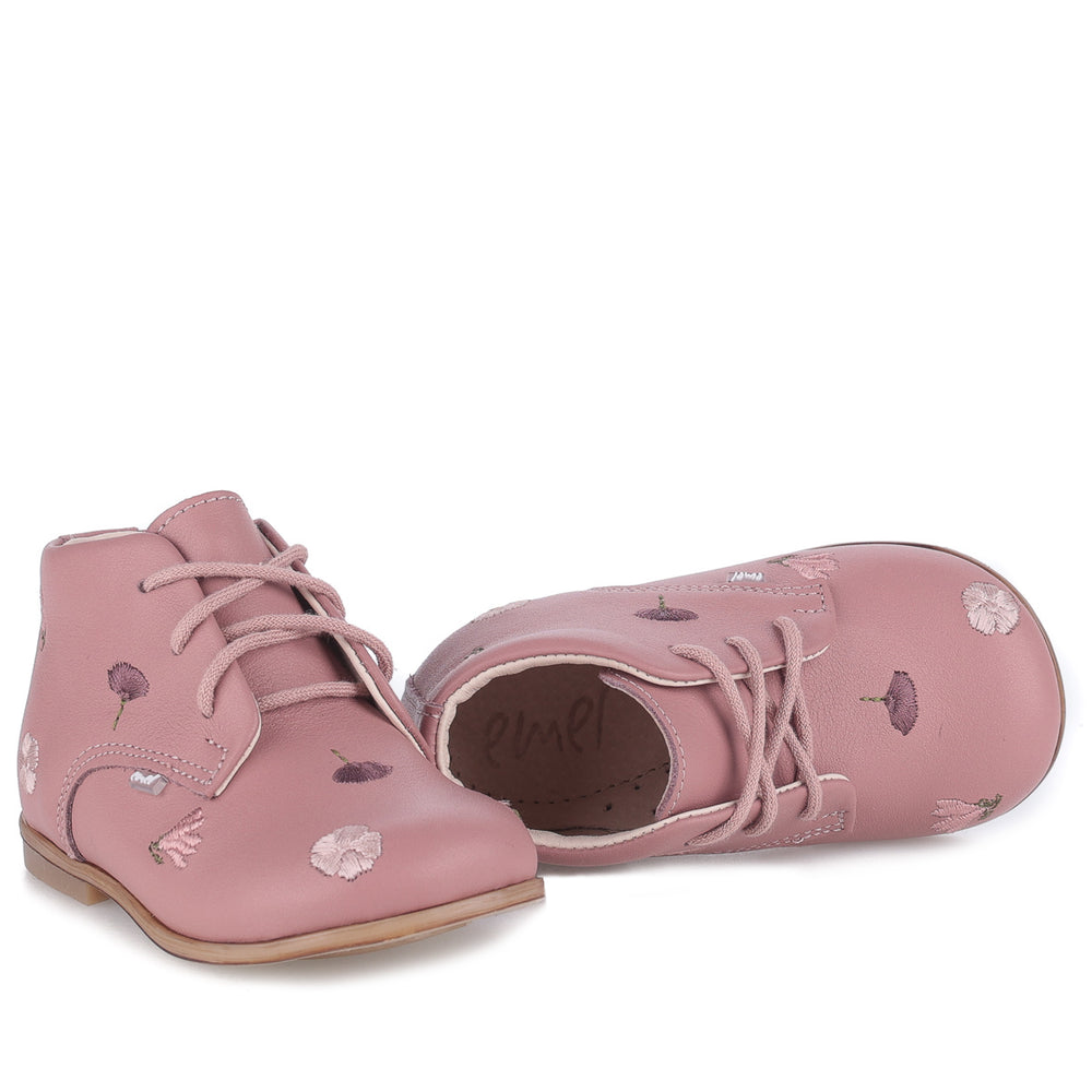 (ES 1426G-2) Emel flowered classic first shoes pink