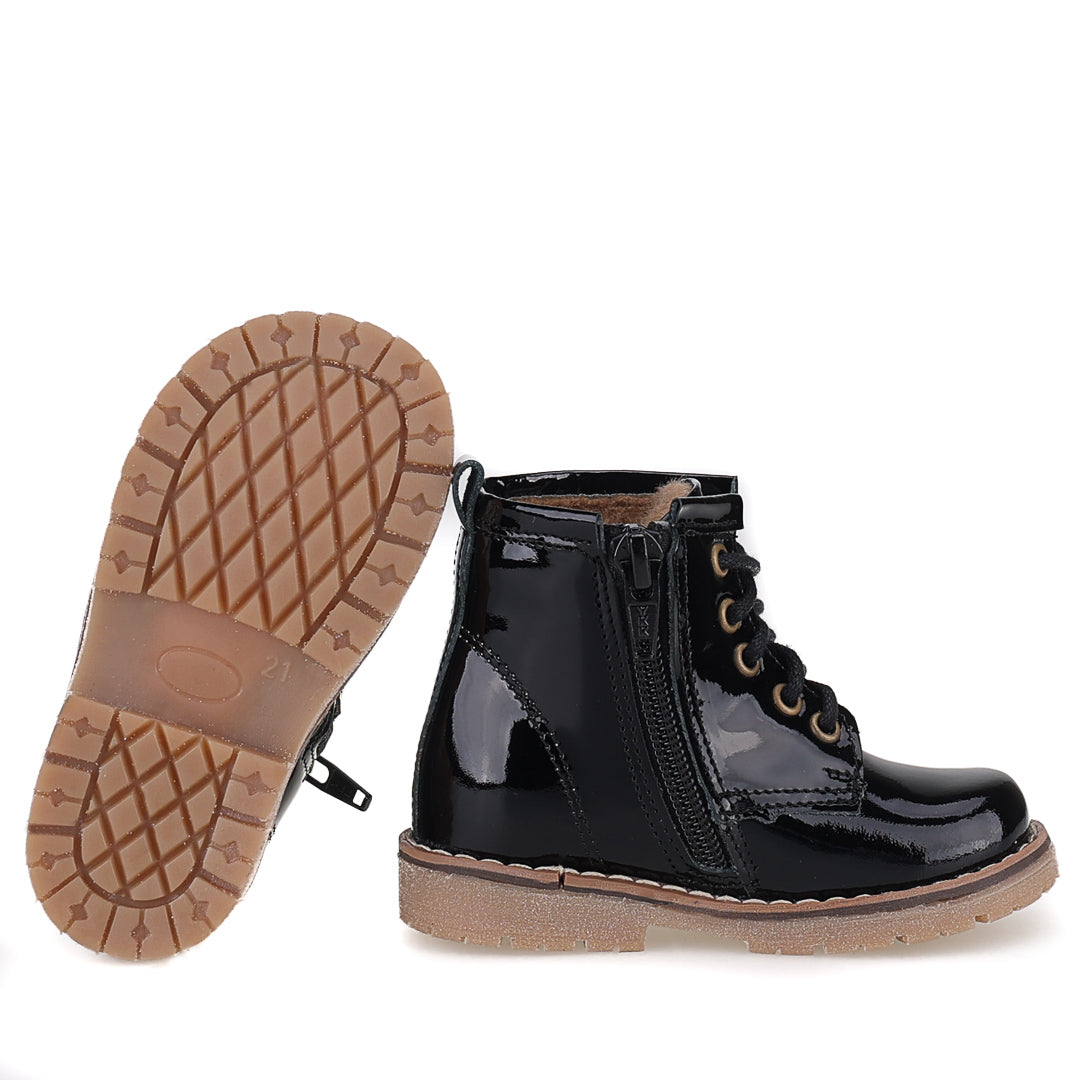 (EY2727A-5) Emel Lace Up Winter Boots with membrane patent black - MintMouse (Unicorner Concept Store)