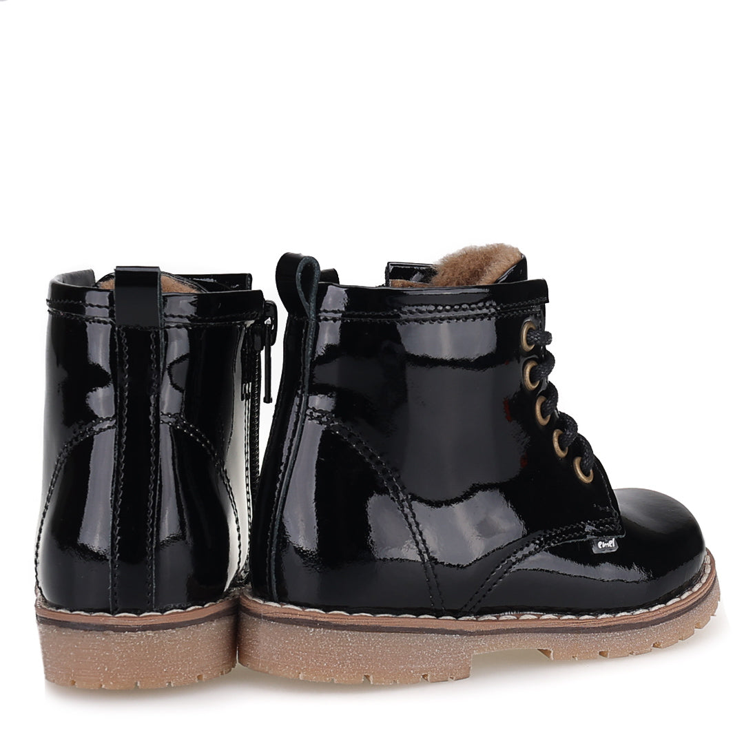 (EY2727A-5) Emel Lace Up Winter Boots with membrane patent black - MintMouse (Unicorner Concept Store)