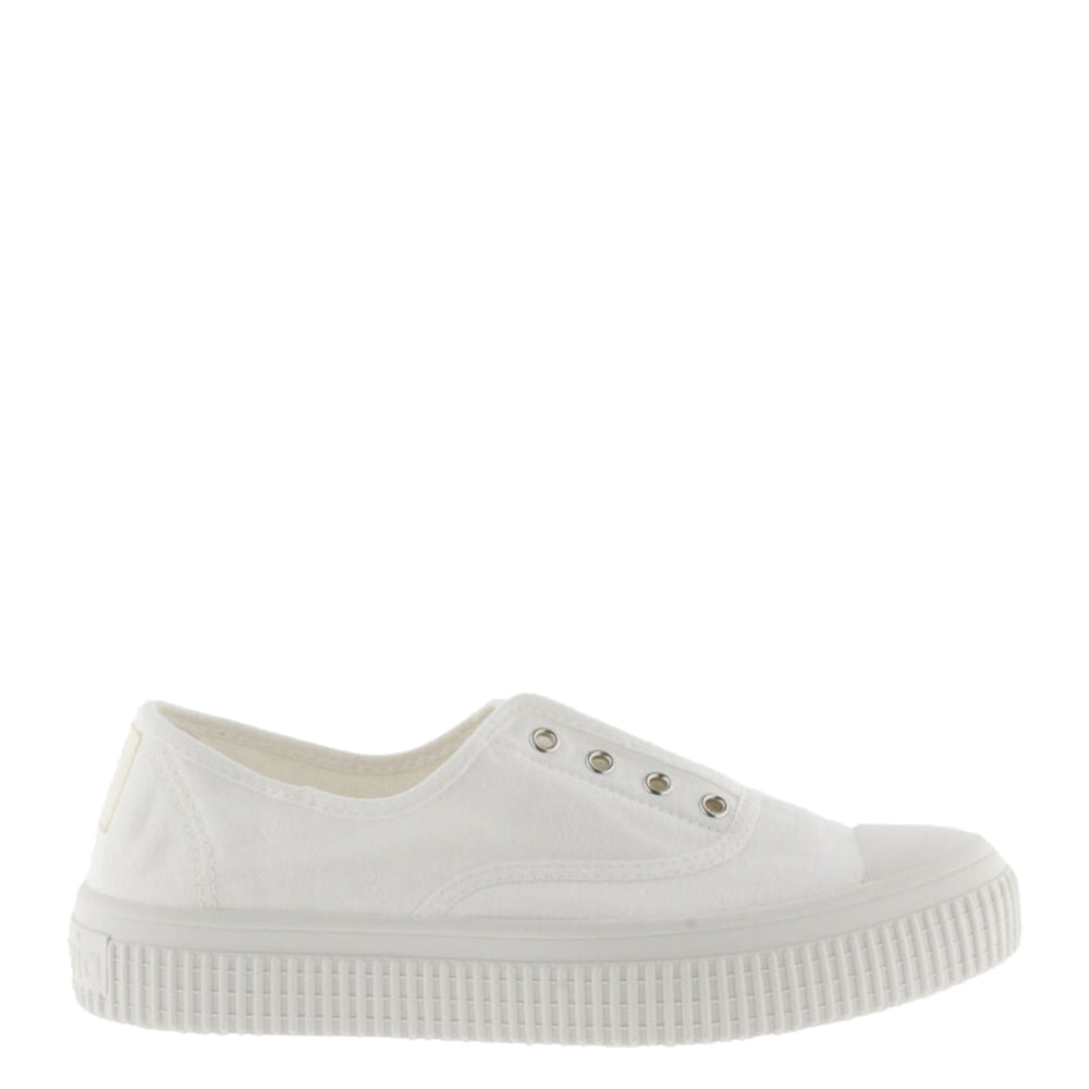 (1076100) Women's canvas trainers with elastic - White