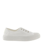 (1076100) Women's canvas trainers with elastic - White