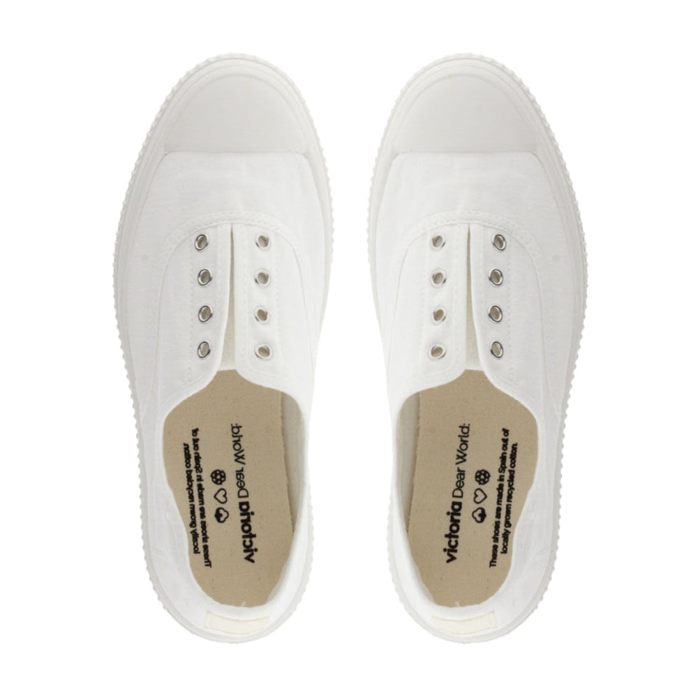 (1076100) Women's canvas trainers with elastic - White