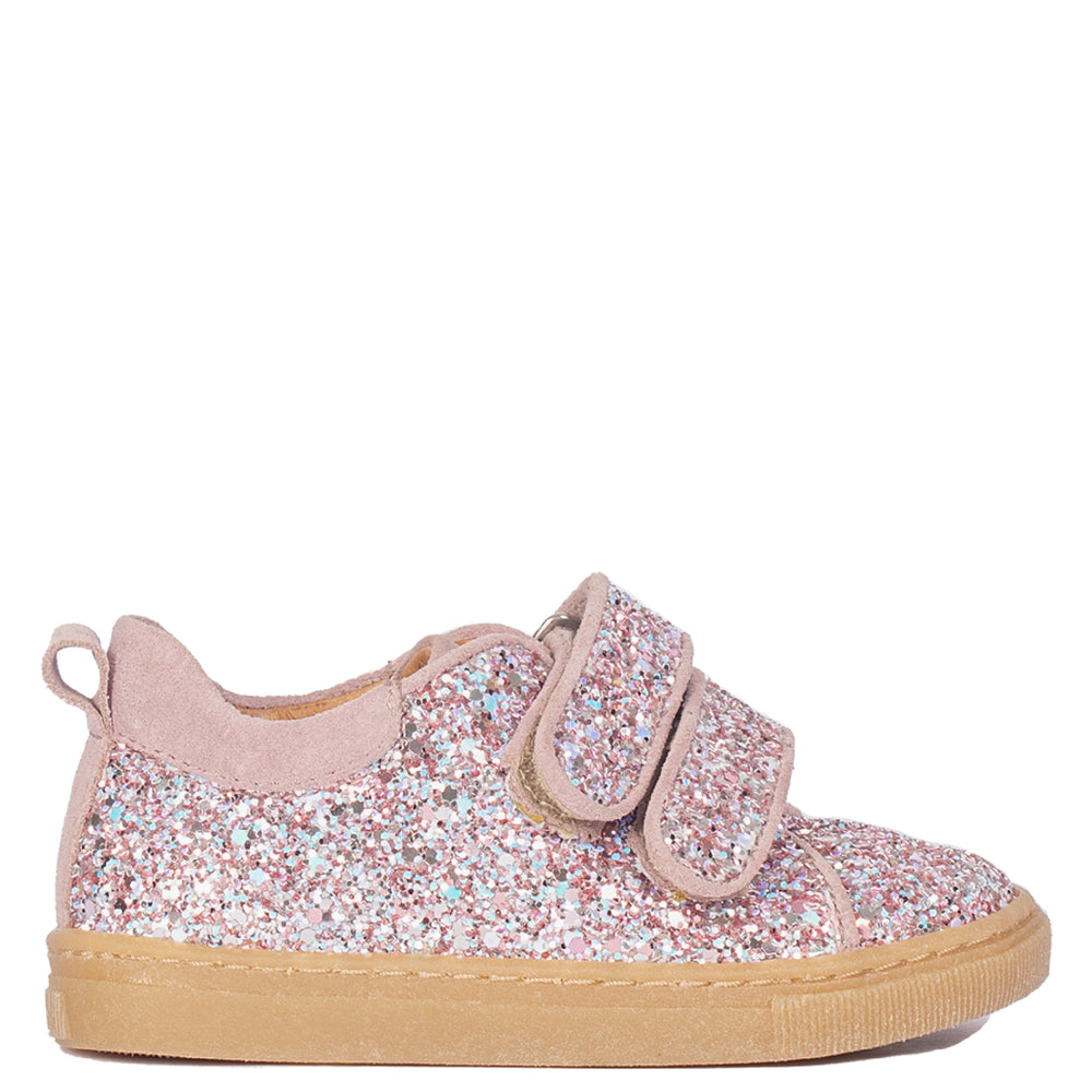 Sparkling glitter sneaker with suede trim - Mauve Forma Paulo