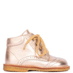 Classic lace-up shoe with brouges details - Copper Metallic