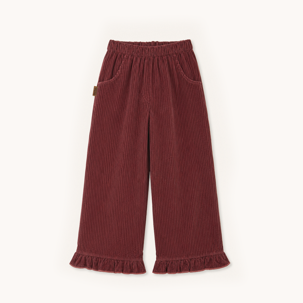 (0308_F26009) Cotton Trousers with Ruffle Hems – Burgundy - MintMouse (Unicorner Concept Store)