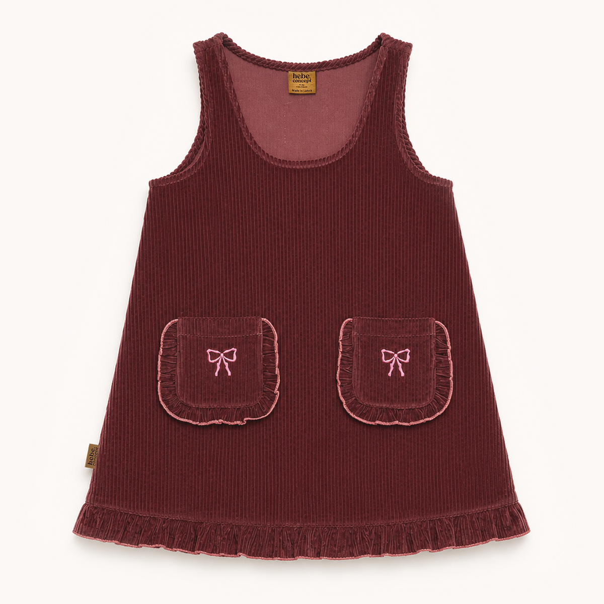 (0398_F26010) Cotton Pinafore Dress – Burgundy - MintMouse (Unicorner Concept Store)