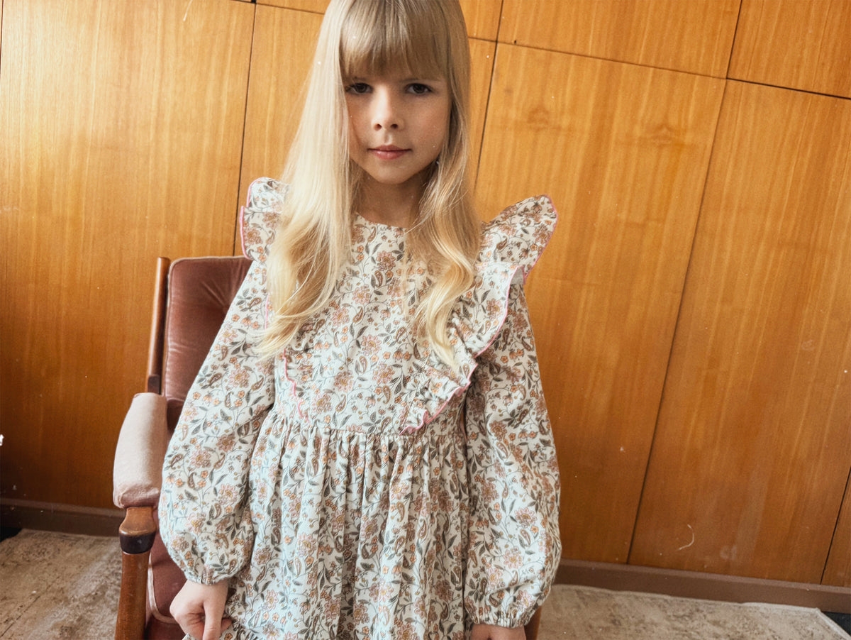 (0408_F26052) Floral Cotton Dress with Ruffles - MintMouse (Unicorner Concept Store)