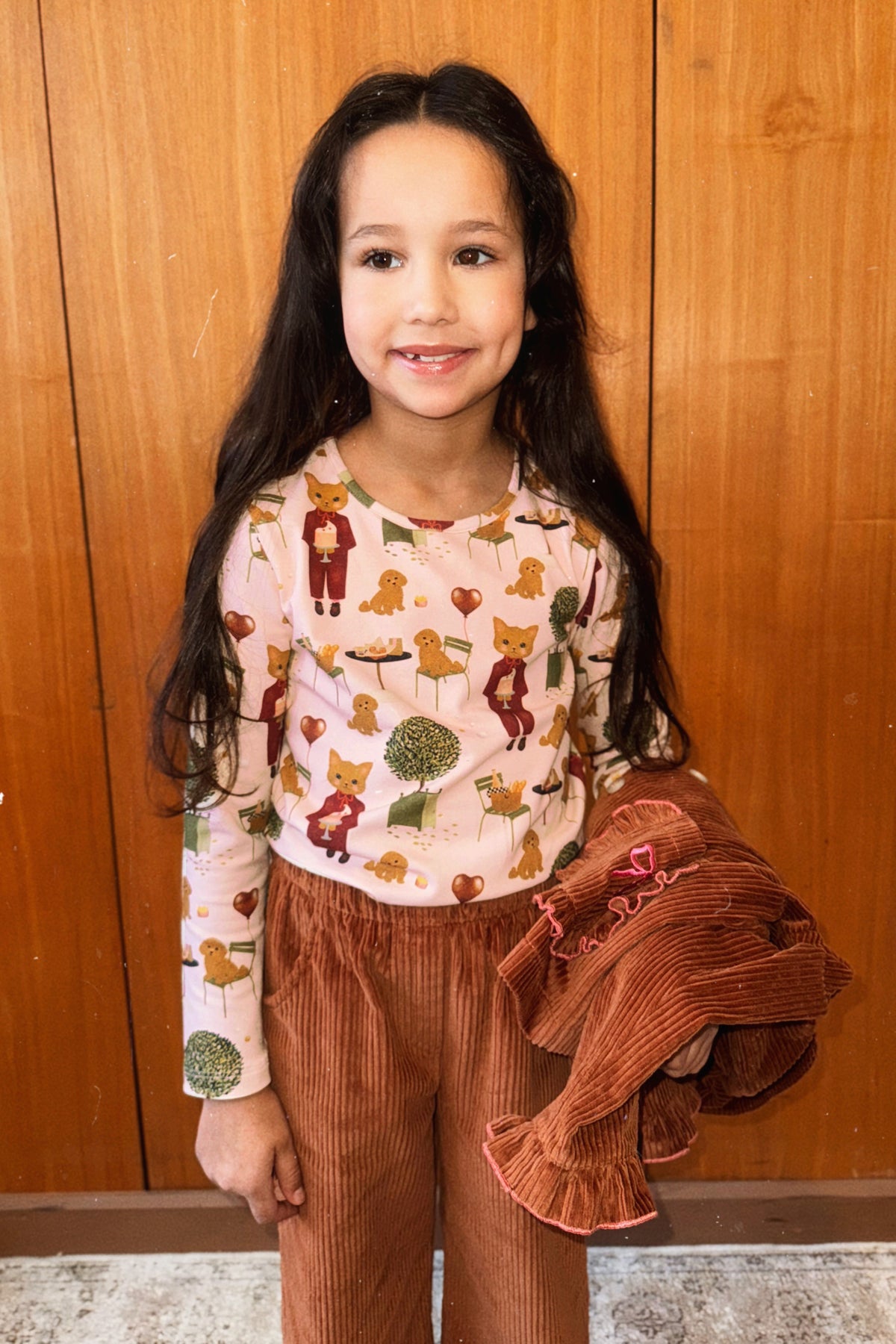 (0308_F26055) Cotton Trousers with Ruffle Hems – Brown - MintMouse (Unicorner Concept Store)
