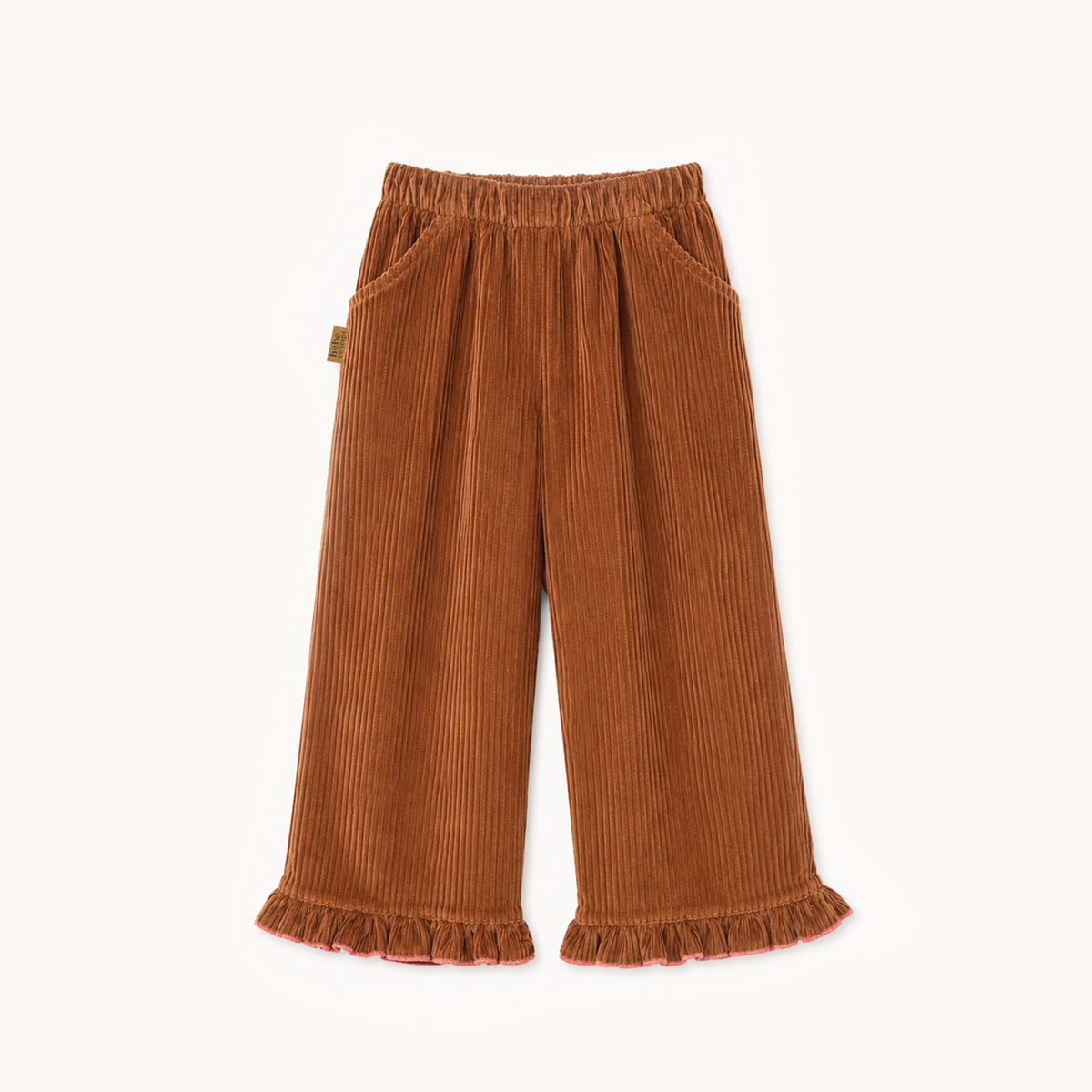 (0308_F26055) Cotton Trousers with Ruffle Hems – Brown - MintMouse (Unicorner Concept Store)