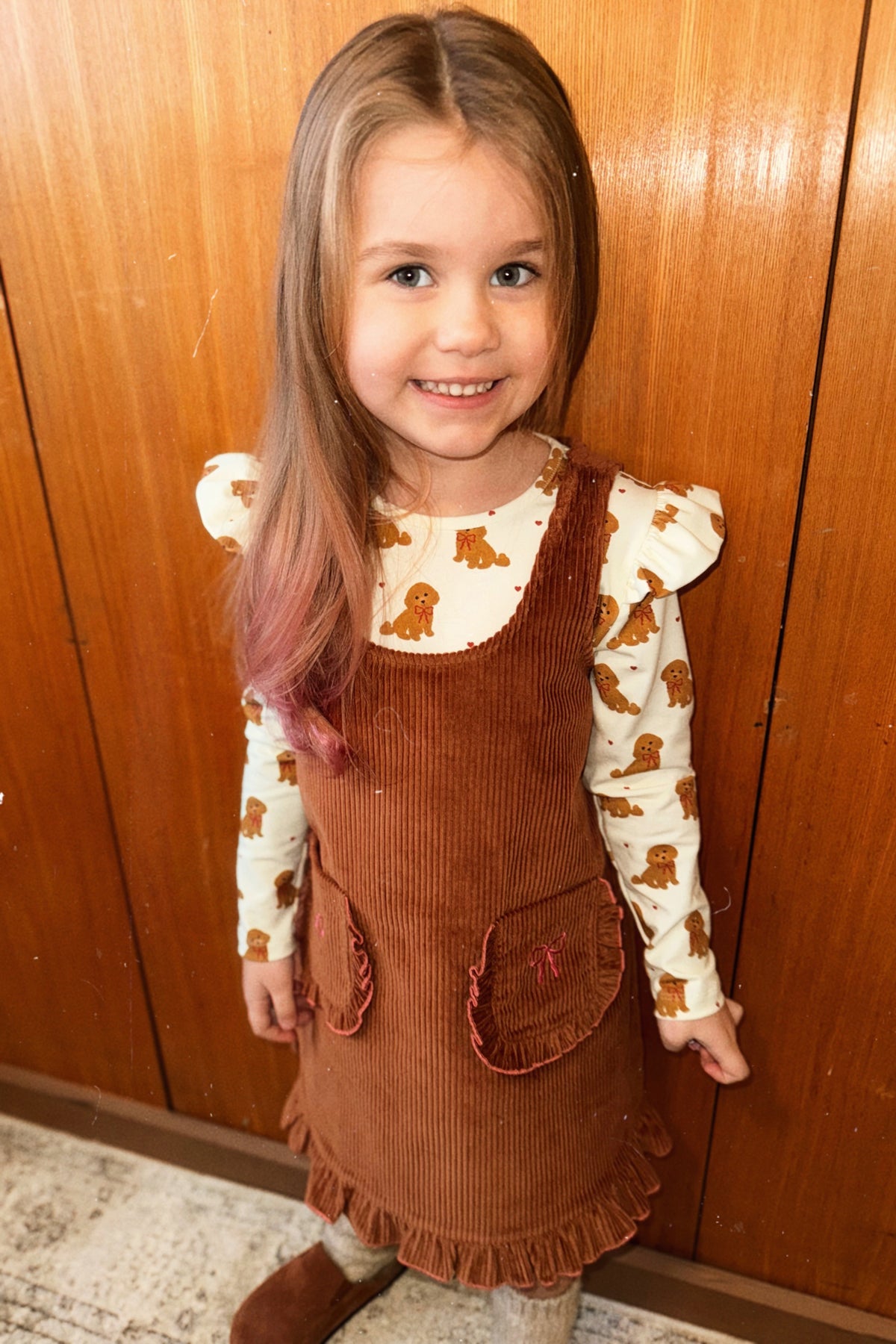 (0398_F26056) Cotton Pinafore Dress – Brown - MintMouse (Unicorner Concept Store)